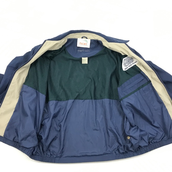 VINTAGE PALMS Casino Jacket Size L Blue Bomber - Picture 8 of 8